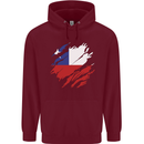 Torn Chile Flag Chilean Day Football Childrens Kids Hoodie Maroon
