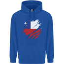 Torn Chile Flag Chilean Day Football Childrens Kids Hoodie Royal Blue