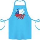 Torn Chile Flag Chilean Day Football Cotton Apron 100% Organic Turquoise