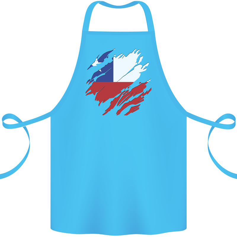 Torn Chile Flag Chilean Day Football Cotton Apron 100% Organic Turquoise