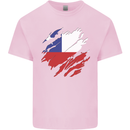 Torn Chile Flag Chilean Day Football Kids T-Shirt Childrens Light Pink