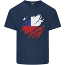 Torn Chile Flag Chilean Day Football Kids T-Shirt Childrens Navy Blue