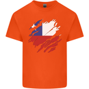 Torn Chile Flag Chilean Day Football Kids T-Shirt Childrens Orange