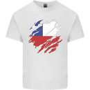 Torn Chile Flag Chilean Day Football Kids T-Shirt Childrens White