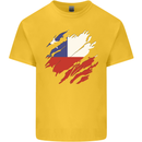 Torn Chile Flag Chilean Day Football Kids T-Shirt Childrens Yellow