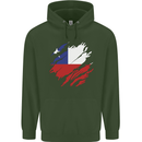 Torn Chile Flag Chilean Day Football Mens 80% Cotton Hoodie Forest Green