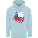 Torn Chile Flag Chilean Day Football Mens 80% Cotton Hoodie Light Blue