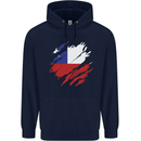 Torn Chile Flag Chilean Day Football Mens 80% Cotton Hoodie Navy Blue