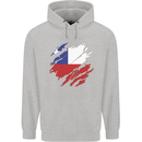 Torn Chile Flag Chilean Day Football Mens 80% Cotton Hoodie Sports Grey