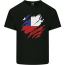 Torn Chile Flag Chilean Day Football Mens Cotton T-Shirt Tee Top Black