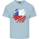 Torn Chile Flag Chilean Day Football Mens Cotton T-Shirt Tee Top Light Blue