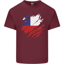 Torn Chile Flag Chilean Day Football Mens Cotton T-Shirt Tee Top Maroon