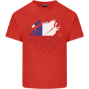 Torn Chile Flag Chilean Day Football Mens Cotton T-Shirt Tee Top Red