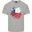 Torn Chile Flag Chilean Day Football Mens Cotton T-Shirt Tee Top Sports Grey