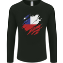 Torn Chile Flag Chilean Day Football Mens Long Sleeve T-Shirt Black