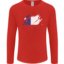 Torn Chile Flag Chilean Day Football Mens Long Sleeve T-Shirt Red