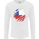 Torn Chile Flag Chilean Day Football Mens Long Sleeve T-Shirt White
