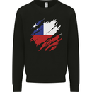 Torn Chile Flag Chilean Day Football Mens Sweatshirt Jumper Black