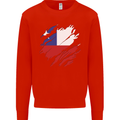 Torn Chile Flag Chilean Day Football Mens Sweatshirt Jumper Bright Red
