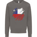 Torn Chile Flag Chilean Day Football Mens Sweatshirt Jumper Charcoal