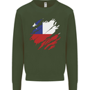 Torn Chile Flag Chilean Day Football Mens Sweatshirt Jumper Forest Green