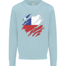 Torn Chile Flag Chilean Day Football Mens Sweatshirt Jumper Light Blue