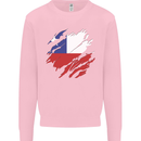 Torn Chile Flag Chilean Day Football Mens Sweatshirt Jumper Light Pink