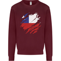 Torn Chile Flag Chilean Day Football Mens Sweatshirt Jumper Maroon