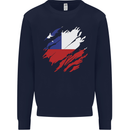 Torn Chile Flag Chilean Day Football Mens Sweatshirt Jumper Navy Blue