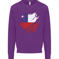 Torn Chile Flag Chilean Day Football Mens Sweatshirt Jumper Purple