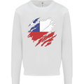Torn Chile Flag Chilean Day Football Mens Sweatshirt Jumper White