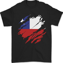 Torn Chile Flag Chilean Day Football Mens T-Shirt 100% Cotton Black