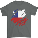 Torn Chile Flag Chilean Day Football Mens T-Shirt 100% Cotton Charcoal