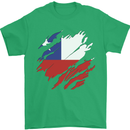 Torn Chile Flag Chilean Day Football Mens T-Shirt 100% Cotton Irish Green