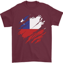 Torn Chile Flag Chilean Day Football Mens T-Shirt 100% Cotton Maroon