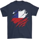 Torn Chile Flag Chilean Day Football Mens T-Shirt 100% Cotton Navy Blue