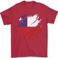 Torn Chile Flag Chilean Day Football Mens T-Shirt 100% Cotton Red