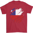 Torn Chile Flag Chilean Day Football Mens T-Shirt 100% Cotton Red
