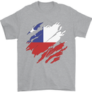 Torn Chile Flag Chilean Day Football Mens T-Shirt 100% Cotton Sports Grey