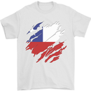 Torn Chile Flag Chilean Day Football Mens T-Shirt 100% Cotton White