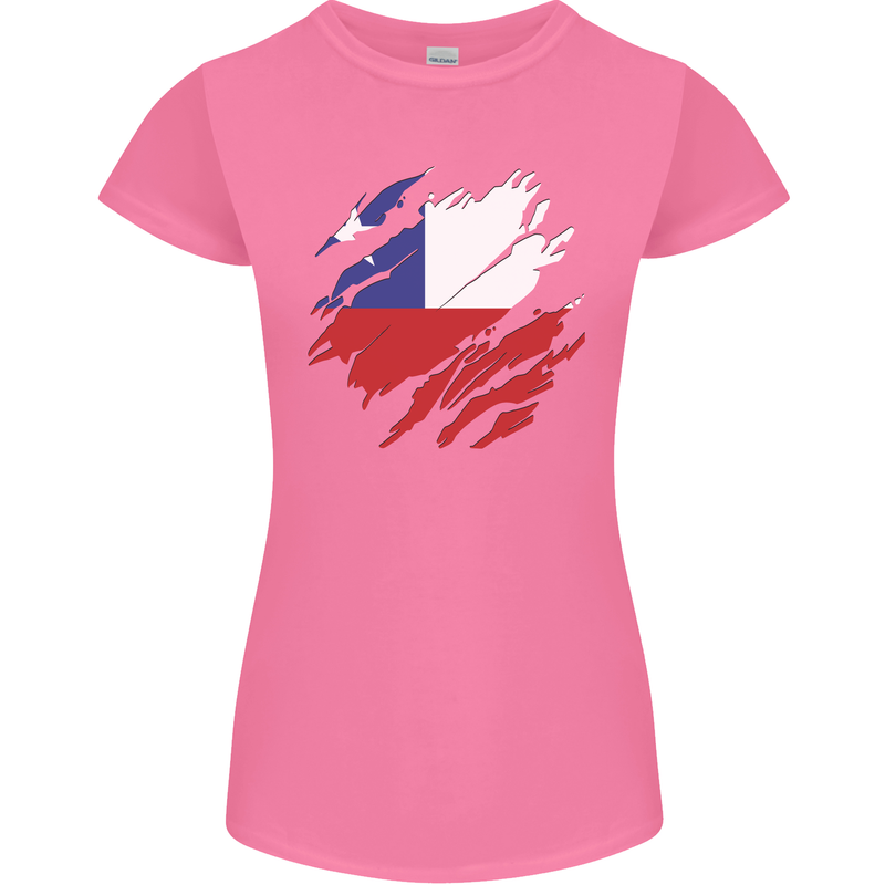 Torn Chile Flag Chilean Day Football Womens Petite Cut T-Shirt Azalea