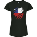 Torn Chile Flag Chilean Day Football Womens Petite Cut T-Shirt Black