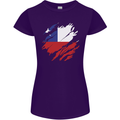 Torn Chile Flag Chilean Day Football Womens Petite Cut T-Shirt Purple