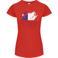 Torn Chile Flag Chilean Day Football Womens Petite Cut T-Shirt Red