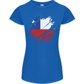 Torn Chile Flag Chilean Day Football Womens Petite Cut T-Shirt Royal Blue
