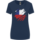 Torn Chile Flag Chilean Day Football Womens Wider Cut T-Shirt Navy Blue