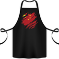 Torn China Flag Chinese Day Football Cotton Apron 100% Organic Black