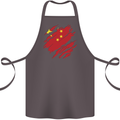 Torn China Flag Chinese Day Football Cotton Apron 100% Organic Dark Grey
