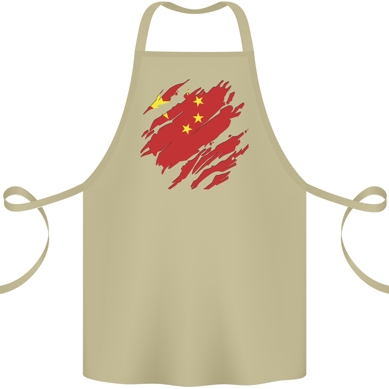 Torn China Flag Chinese Day Football Cotton Apron 100% Organic Khaki