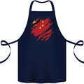 Torn China Flag Chinese Day Football Cotton Apron 100% Organic Navy Blue